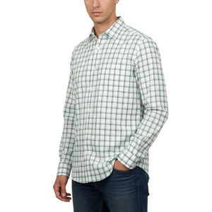 Artefact Button Up Shirt White Green Plaid Cotton NWT Men Size Large Tall